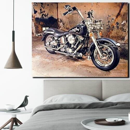 Retro Motorcycle Wallpaper Wall Art Canvas Poster and Print Canvas Painting Decorative Picture Living Room Home Decor Artwork HD