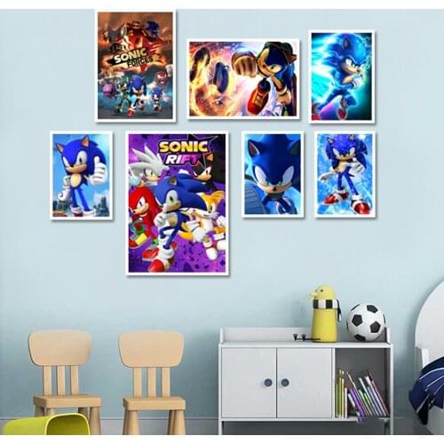 Cartoon Sonic Video Game Poster Anime Art Canvas Painting Wall Decor Picture Children Decorative Room Bedroom Decor Cuadros