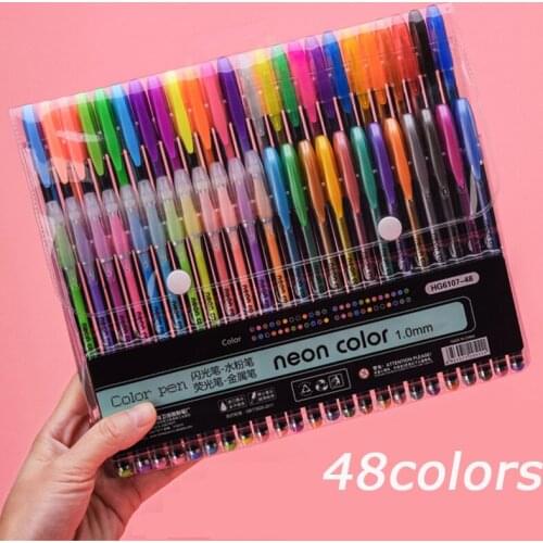 12/18/24/36/48Colors gel pen set refill gel pen pastel neon flash color sketch painting marker pen school stationery