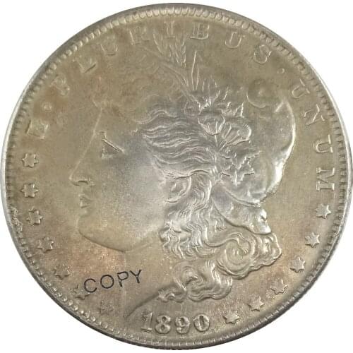 O 1890 United States Morgan 1 One Dollar Cupronickel Plated Silver Copy Coin