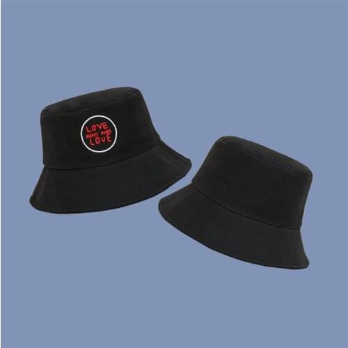 Love Letter Embroidery Bucket Hat Fisherman Hat Outdoor Travel Hat Sun Cap Hats for Men and Women 59