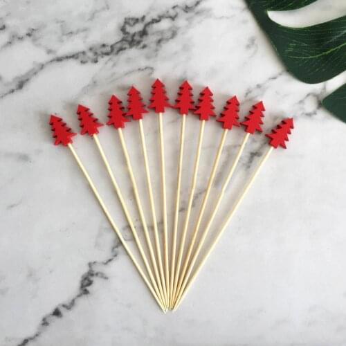 Portable 100Pcs/Bag Attractive Bamboo Disposable Fruit Pick Long Lasting Cocktail Stick Disposable for Kitchen