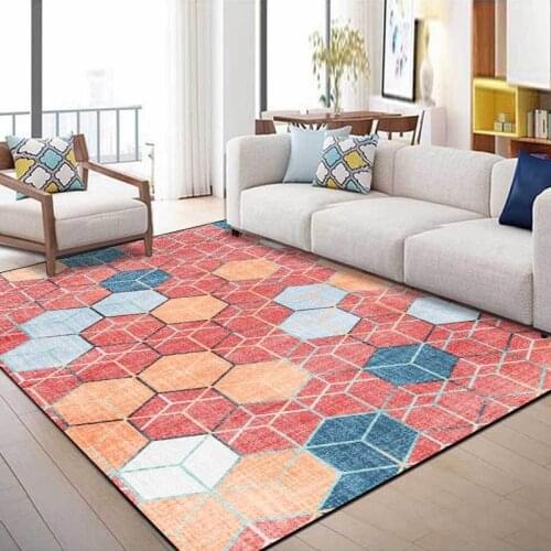 Retro Geometric Printed Bedroom Bedside Area Rugs Living Room Children Play Tent Non-Slip Floor Mat Hallway Balcony Bath Doormat