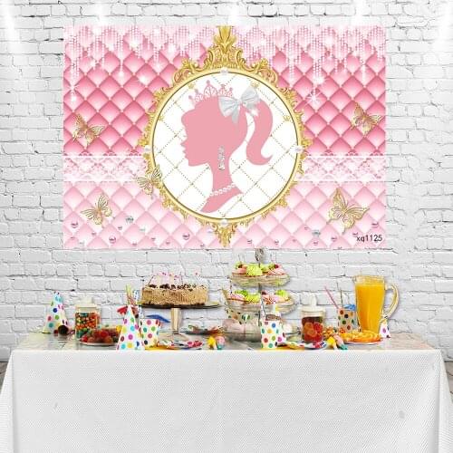 Sensfun Pink Girl Birthday Party Backdrop Birthday Background Baby Shower Party Decor Candy table Banner Plinth