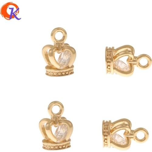 Cordial Design 40Pcs 8*10MM Jewelry Accessories/DIY Making/CZ Charms/Genuine Gold Plating/Crown Shape/Hand Made/Earring Findings