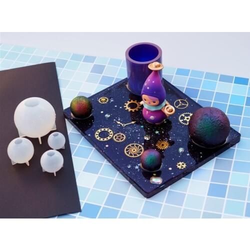 Diy Planet Moon Night Light Mobile Phone Stand Settable Silicone Mould Crystal Epoxy baking mold
