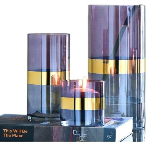 Modern Nordic Glass Candle Holders Vase Ornaments Handmade Vase Living Room Bedroom Candlestick Table Centerpiece Home Decor FC1