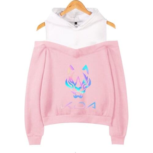 Kda The Baddest Harajuku Off-shoulder girl Hoodies Sweatshirt Women Casual Long Sleeve Winter Hooded Cool Print Kawaii Pullovers