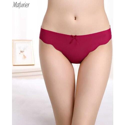 Mafurier New Women One-Piece Underwear Panties Seamless Ice Silk Knickers Thong Female Briefs G-string Tangas For Women 6pc/lot