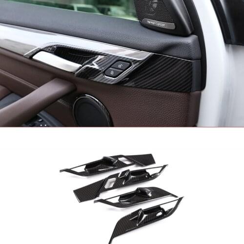 Lsrtw2017 carbon fiber abs car door inner bowl handle frame trims decoration for Bmw X1 X2 F48 F39 2016 2017 2018 2019 2020 2021