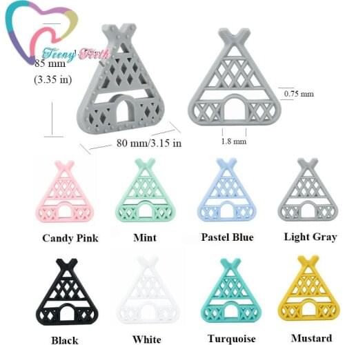 10 PCS Candy Colors Teepee Silicone Teethers Baby Teething Pendant Soft Chewable Silicone Safe Woodland Theme Pendant Tipi Toys