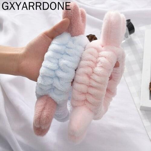 2021 Deer Horn Coral Fleece Wash Face Bow Hairbands For Women Girls Headbands Head Hoop Hair Bands Turban Hair Accessories