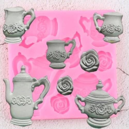 3D Teapot Silicone Molds Flower Wedding Cake Decorating Fondant Mold DIY Cupcake Baking Clay Candy Chocolate Gumpaste Mould
