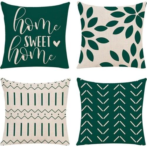 4pcs/set Lake Green Linen Luxury Geometric Cushion Cover 45x45 Sofa Decorative Pillow Case High Quality Throw Pillows