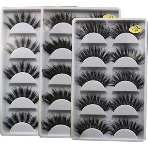5 Pairs 3D Mink Hair Natural Cross False Eyelashes Long Messy Makeup Fake Eye Lashes Extension Make Up Beauty Tools maquiagem