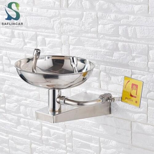 Emergency Eyes Washer Cleaner Stainless Steel 304 Safety Equipment Wall Mounted Eye Wash Bowl Vertical Shower Faucet Eye Washing