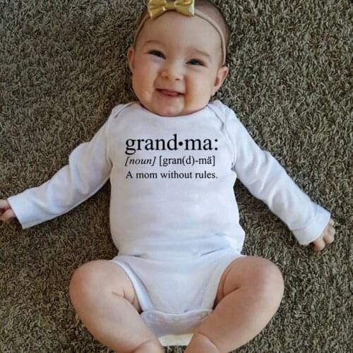 Grandma A Mom Without Rules Hot Sale Casual Baby Boy Clothes Long Sleeve Baby Rompers Newborn Baby Girl Clothing Jumpsuit