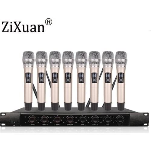 Wireless System X-8600 Pro Microphone 8 Channel VHF Professional 8 Handheld Microphone Stage Karaoke Wireless Microphone