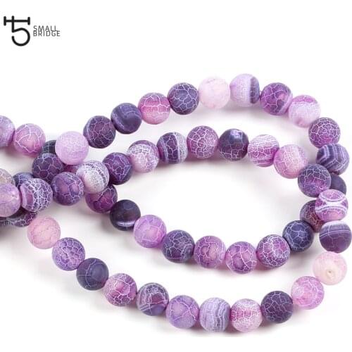 6 8 10mm Natural Matte cracked Stone Beads for Jewelry Making Diy Bracelet Necklace Purple loose spacer Beads bulk