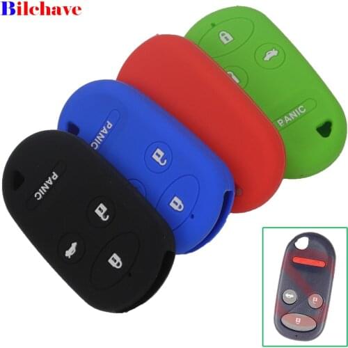 Bilchave 3 Buttons Silicone Car Key Case Cover For Honda Accord Civic CRV Odyssey CX DX HX 1996-1998 2001 2002 2003 2004 2005