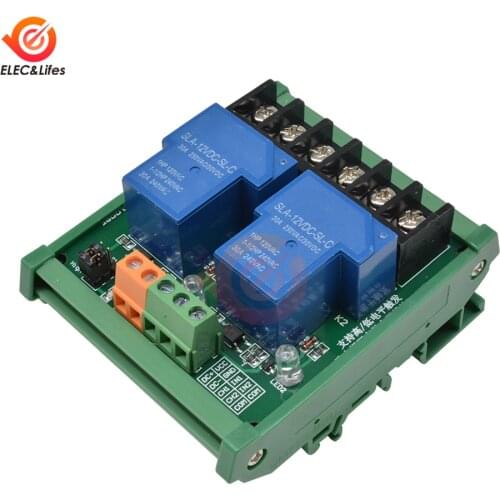 DC 5V 12V 24V 2 Way Relay Module 30A optocoupler isolation module High/Low Level Trigger Relay with Guide Rail PLC smart control