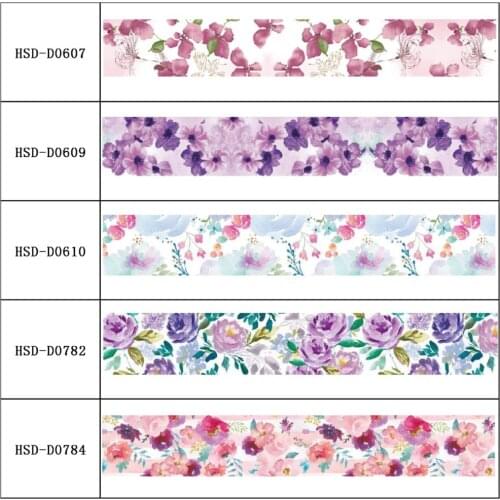 HSDCraft 22MM 25MM 38MM 50MM 75MM Custom Flowers printed hsd-design HT Grosgrain Ribbon 10Yards/Roll