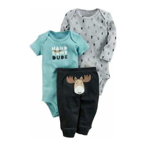 Newborn short-sleeved jumpsuit cartoon fashion suit jumpsuit + pants baby boy girl wear infant clothing suit