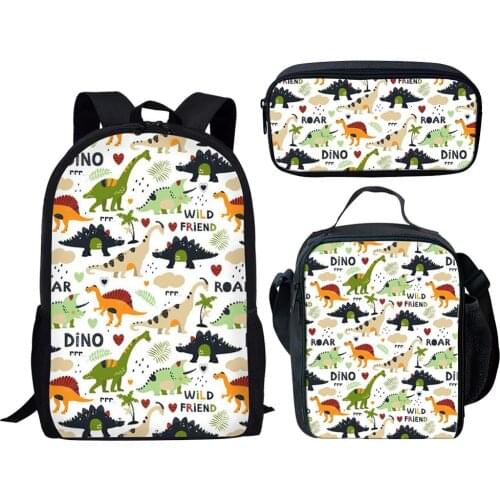 3pcs Children School Backpack Set Cartoon Dinosaur School Bags For Girl Boy Preppy Rucksack Kid Cute Book Bag mochilas escolares