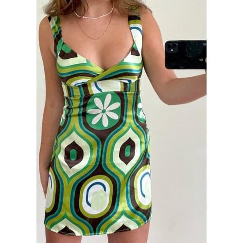 Summer Womens Sheath Dress 2021,New Fashion Casual\t Adults Sleeveless Color Block V-neck Dress Popular Women-Clothing (Green)