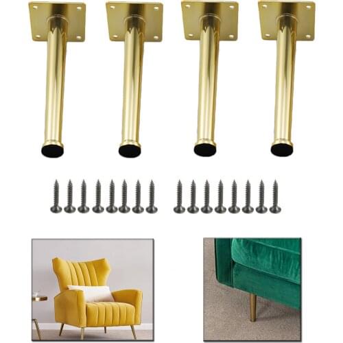 Furniture Legs,Tapered Furniture Table Legs, Metal Support Legs, For TV Cabinet Chair Sofa Counter, Pack Of 4, Gold