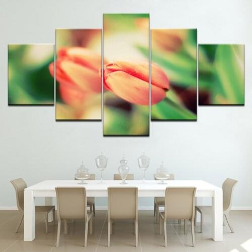Canvas Wall Art HD Prints Modular Pictures 5 Pieces Yellows Tulips Flower Paintings For Living Room Home Decor Poster Framework