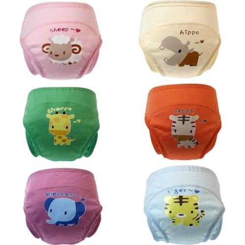 Washable Baby Urine Training Pants Cartoon Cloth Nappies Boy Shorts Girl Underwear Infant Pee Training Panties 2pcs/lot