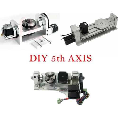 Diy cnc 4th 5th axis rotary axis with chuck for mini cnc router milling engraving carving machine lathe tool kit
