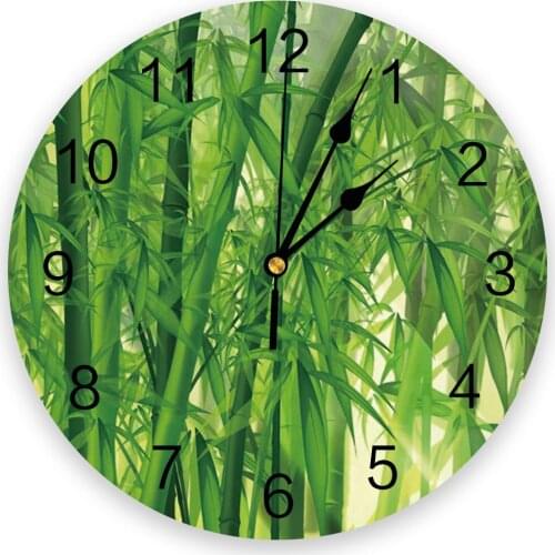 Green Bamboo Forest Modern Wall Clock For Home Office Wall Decoration Living Room Bathroom Decor Hanging Watch