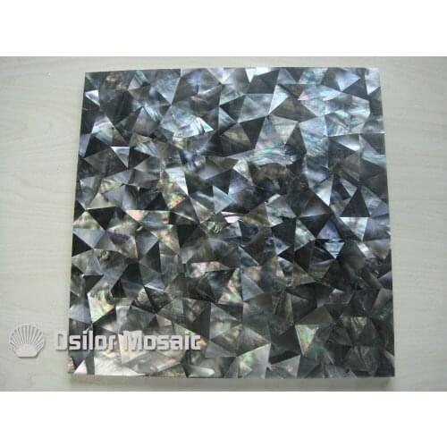 Natural black color triangle pattern 100% sea shell black mother of pearl tile for interior house decoration wall tile