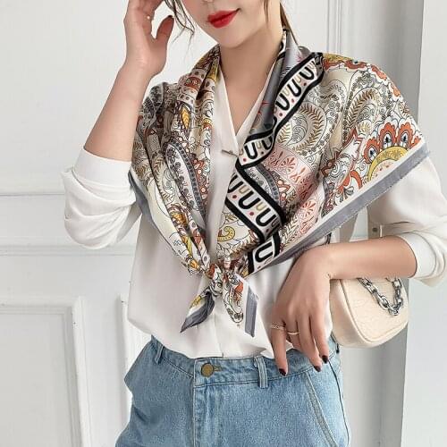 2021 new spring women scarf quality shawl silk fashion scarf headscarf beach sunscreen bag headscarf scarf 90cm*90cm