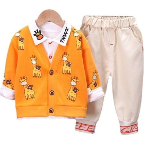 New Spring Autumn Baby Boys Clothes Cute Children Cartoon Sport Coat Shirt Pants 3Pcs/Set Toddler Casual Costume Kids Tracksuits