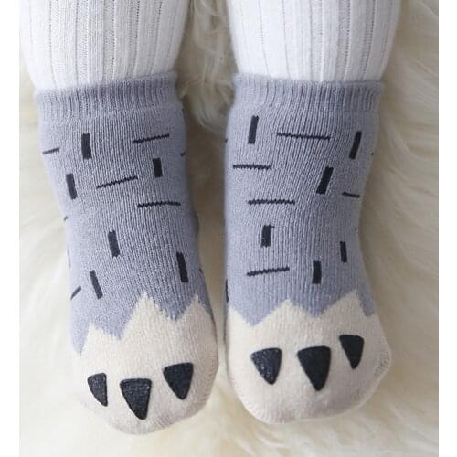 New Style Cute Paw Unisex Socks For Babies Fashion Patchwork Novelty 0-4 Years Old Warm And Thick Socks