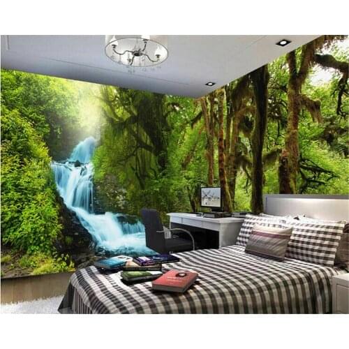 Beibehang High - definition fashion personality wall paper tropical rain forest of small streams series background 3d wallpaper