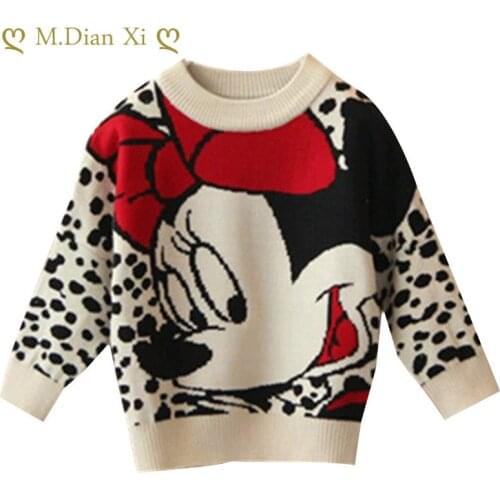 3-7Y Baby Girl Cartoon Print Style Sweater Cute Little Kids Long Sleeve Knitted Pullover Childrens Autumn Casual Coat