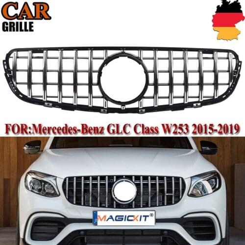 MagicKit FRONT BUMPER GRILLE GT STYLE FOR 15-18 BENZ X253 GLC320 GLC400 GLC450 COUPE SUV