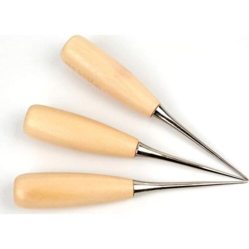 1pcs Awl Pinpoint Hole Punch Clicker Scratch Wood Handle Tool for Sewing Leather Craft DIY Sewing Accessories with Awl