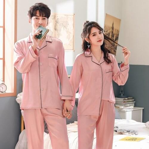 Sleepwear Womens Long Sleeve Suit Womens Pajamas & Mens Pajamas Suit Couple Silk Pajamas Winter Pajamas Womens Pajamas