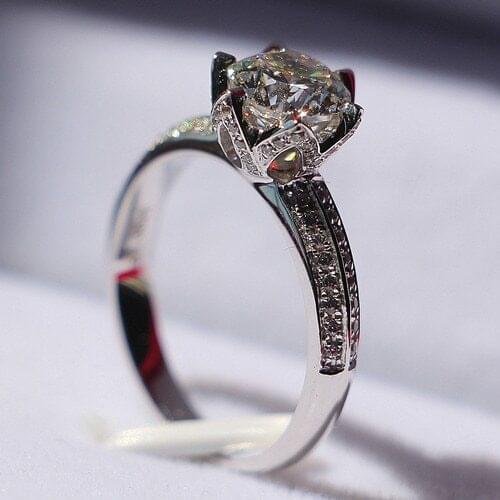 Sunflowers 2Ct 8.0mm D VVS1 Moissanite Ring Original 14K 585 White Gold Jewelry Customized Engagement Ring Christmas Gift