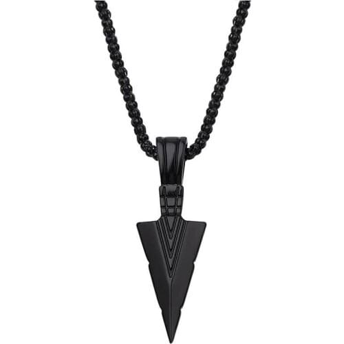 Arrow Necklace Matte Long Hip Hop Mens Design Pendant Jewelry Punk Rock Simple Chain Punk Party Christmas Halloween Gift