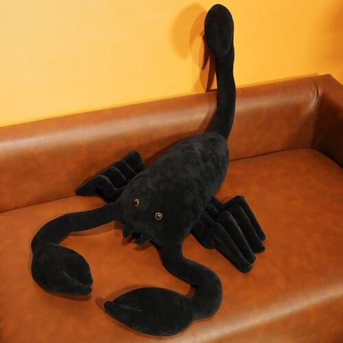 Lifelike Scorpion Plush Toy Stuffed Animal Simulation Scorpion Black Widow Throw Pillow Doll Birthday Gifts for Kids