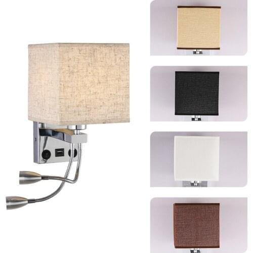 Nordic USB Charging Wall Light Indoor Lighting Interior Wall Light E27 Bedroom Night Lamp for Bathroom Indoor Lighting