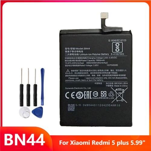 Replacement Phone Battery BN44 For Xiaomi Redmi 5 plus 5.99" Redrice 5 Plus BN44 4000mAh With Free Tools