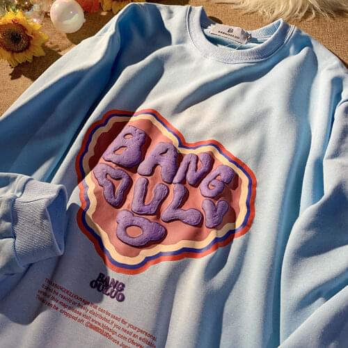 Kawaii Bear Cartoon Letter Printing Sweatshirt Women Harajuku Teens Clothes Japanese Fashion Pullovers 2021 Autumn Winter Tops