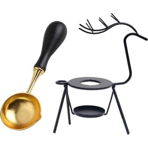 Vintage Wax Seal Warmer Melting Kit Wax Beads Melting Furnace Stove Pot and Melting Spoon for Wax Seal Stamp Tool DIY